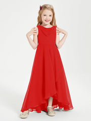 Abiti Da Damigella Junior Asimmetrici Moderni con Scollo A Cappuccio Rosso