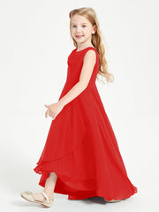 Abiti Da Damigella Junior Asimmetrici Moderni con Scollo A Cappuccio Rosso