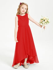 Abiti Da Damigella Junior Asimmetrici Moderni con Scollo A Cappuccio Rosso