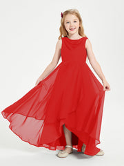 Abiti Da Damigella Junior Asimmetrici Moderni con Scollo A Cappuccio Rosso