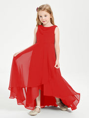 Abiti Da Damigella Junior Asimmetrici Moderni con Scollo A Cappuccio Rosso