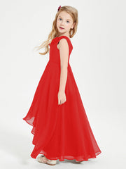 Abiti Da Damigella Junior Asimmetrici Moderni con Scollo A Cappuccio Rosso