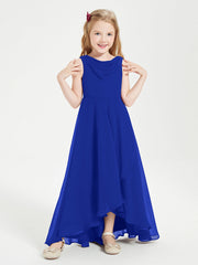 Abiti Da Damigella Junior Asimmetrici Moderni con Scollo A Cappuccio Blu Royal