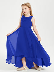 Abiti Da Damigella Junior Asimmetrici Moderni con Scollo A Cappuccio Blu Royal