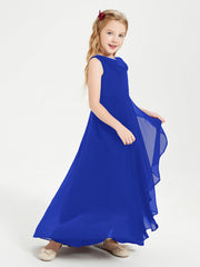 Abiti Da Damigella Junior Asimmetrici Moderni con Scollo A Cappuccio Blu Royal