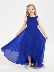 Abiti Da Damigella Junior Asimmetrici Moderni con Scollo A Cappuccio Blu Royal