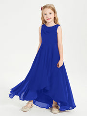 Abiti Da Damigella Junior Asimmetrici Moderni con Scollo A Cappuccio Blu Royal