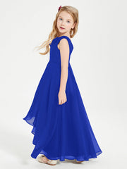 Abiti Da Damigella Junior Asimmetrici Moderni con Scollo A Cappuccio Blu Royal