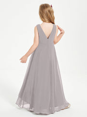 Abiti Da Damigella Junior Asimmetrici Moderni con Scollo A Cappuccio Argento