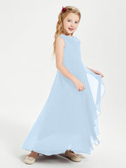 Abiti Da Damigella Junior Asimmetrici Moderni con Scollo A Cappuccio Blu Cielo