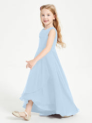 Abiti Da Damigella Junior Asimmetrici Moderni con Scollo A Cappuccio Blu Cielo
