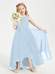 Abiti Da Damigella Junior Asimmetrici Moderni con Scollo A Cappuccio Blu Cielo