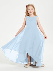 Abiti Da Damigella Junior Asimmetrici Moderni con Scollo A Cappuccio Blu Cielo