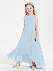 Abiti Da Damigella Junior Asimmetrici Moderni con Scollo A Cappuccio Blu Cielo