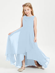 Abiti Da Damigella Junior Asimmetrici Moderni con Scollo A Cappuccio Blu Cielo