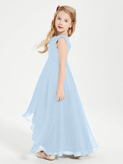 Abiti Da Damigella Junior Asimmetrici Moderni con Scollo A Cappuccio Blu Cielo