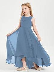 Abiti Da Damigella Junior Asimmetrici Moderni con Scollo A Cappuccio Blu Ardesia