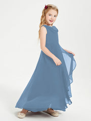 Abiti Da Damigella Junior Asimmetrici Moderni con Scollo A Cappuccio Blu Ardesia