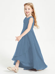 Abiti Da Damigella Junior Asimmetrici Moderni con Scollo A Cappuccio Blu Ardesia