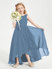 Abiti Da Damigella Junior Asimmetrici Moderni con Scollo A Cappuccio Blu Ardesia