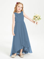 Abiti Da Damigella Junior Asimmetrici Moderni con Scollo A Cappuccio Blu Ardesia
