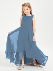 Abiti Da Damigella Junior Asimmetrici Moderni con Scollo A Cappuccio Blu Ardesia