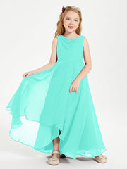 Abiti Da Damigella Junior Asimmetrici Moderni con Scollo A Cappuccio Azzurro Spa