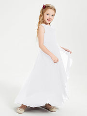 Abiti Da Damigella Junior Asimmetrici Moderni con Scollo A Cappuccio Bianco