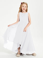 Abiti Da Damigella Junior Asimmetrici Moderni con Scollo A Cappuccio Bianco