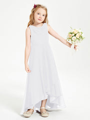 Abiti Da Damigella Junior Asimmetrici Moderni con Scollo A Cappuccio Bianco