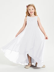 Abiti Da Damigella Junior Asimmetrici Moderni con Scollo A Cappuccio Bianco