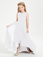 Abiti Da Damigella Junior Asimmetrici Moderni con Scollo A Cappuccio Bianco