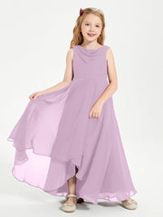 Abiti Da Damigella Junior Asimmetrici Moderni con Scollo A Cappuccio Glicine