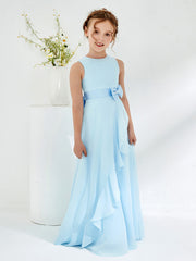 Abiti Damigella Junior Con Scollo Bateau E Volant Blu Cielo