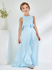 Abiti Damigella Junior Con Scollo Bateau E Volant Blu Cielo