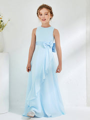 Abiti Damigella Junior Con Scollo Bateau E Volant Blu Cielo