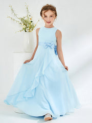 Abiti Damigella Junior Con Scollo Bateau E Volant Blu Cielo