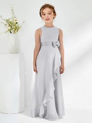Abiti Damigella Junior Con Scollo Bateau E Volant Argento