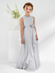 Abiti Damigella Junior Con Scollo Bateau E Volant Argento