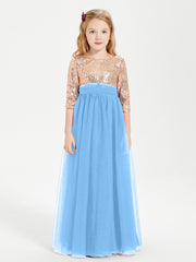 Abiti Damigella Junior Glamour Top Con Paillettes Blu