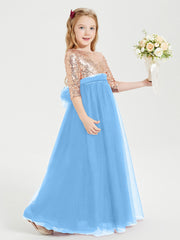 Abiti Damigella Junior Glamour Top Con Paillettes Blu