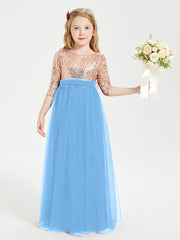 Abiti Damigella Junior Glamour Top Con Paillettes Blu