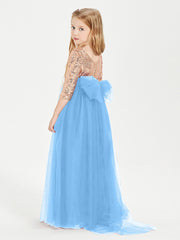 Abiti Damigella Junior Glamour Top Con Paillettes Blu