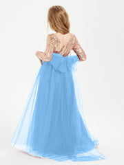 Abiti Damigella Junior Glamour Top Con Paillettes Blu