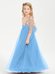 Abiti Damigella Junior Glamour Top Con Paillettes Blu