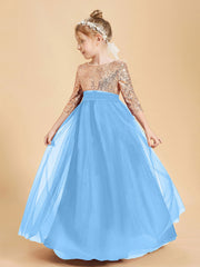 Abiti Damigella Junior Glamour Top Con Paillettes Blu