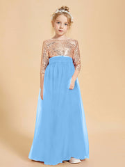 Abiti Damigella Junior Glamour Top Con Paillettes Blu