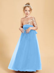 Abiti Damigella Junior Glamour Top Con Paillettes Blu