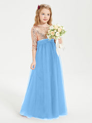 Abiti Damigella Junior Glamour Top Con Paillettes Blu