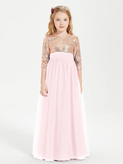 Abiti Damigella Junior Glamour Top Con Paillettes Rosa Cipria